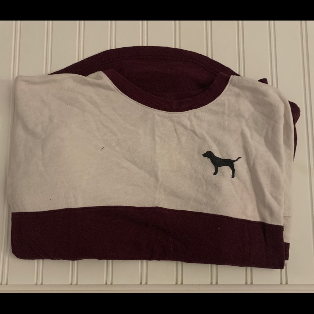 WHITE AND BURGUNDY CREWNECK FROM PINK